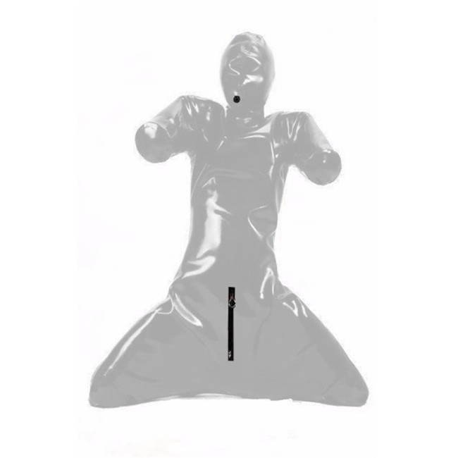 Men Fetish PVC Bondage Bodysuit Zentai Erotic Gay Full Body Cover Faux Leather Catsuit Open Crotch Clubwear Prisoner Custumes