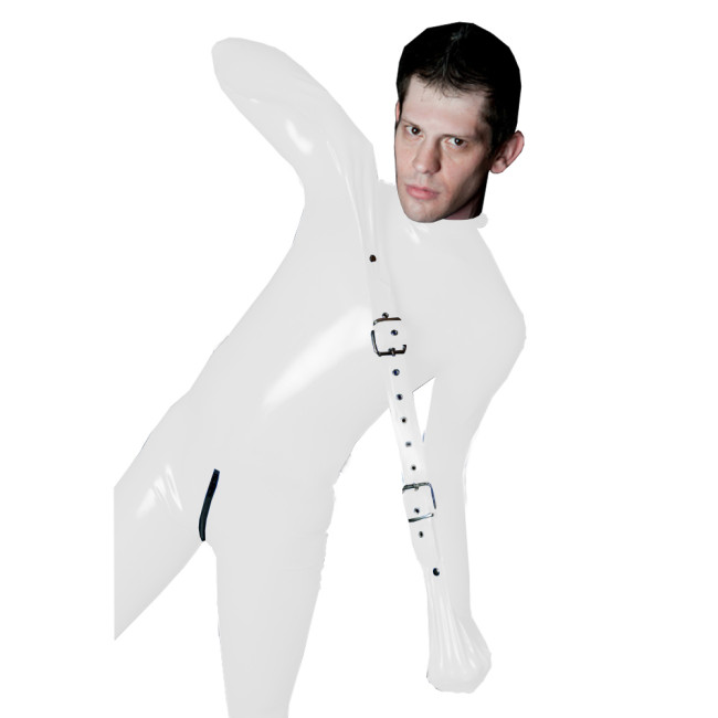 Men Bondage Clothes PVC Adult Sex Game Costume Zipper Crotch Wetlook Zentai Cosplay Full Bodysuit Unitard Jumpsuit Buckle Suit