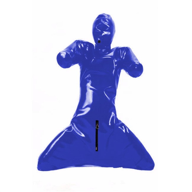 Men Fetish PVC Bondage Bodysuit Zentai Erotic Gay Full Body Cover Faux Leather Catsuit Open Crotch Clubwear Prisoner Custumes