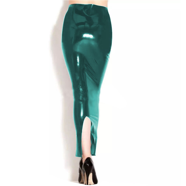 Glossy PVC Leather Sexy High Waist Back Split Package Hips Long Skirt Wet Look  Appearance Bodycon Summer Office Ladies Skirt