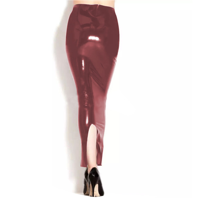 Glossy PVC Leather Sexy High Waist Back Split Package Hips Long Skirt Wet Look  Appearance Bodycon Summer Office Ladies Skirt