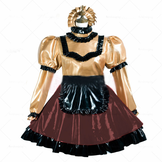 2022 Gold Cute Lolita Maid Dress Women Lovely Cosplay Long sleeves Fashion Dress Animation Show Japanese Outfit Dress 7XL