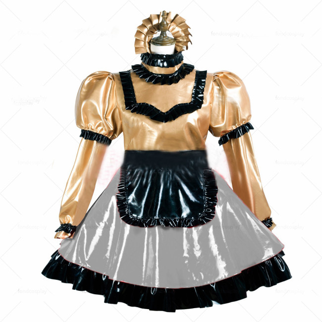 2022 Gold Cute Lolita Maid Dress Women Lovely Cosplay Long sleeves Fashion Dress Animation Show Japanese Outfit Dress 7XL