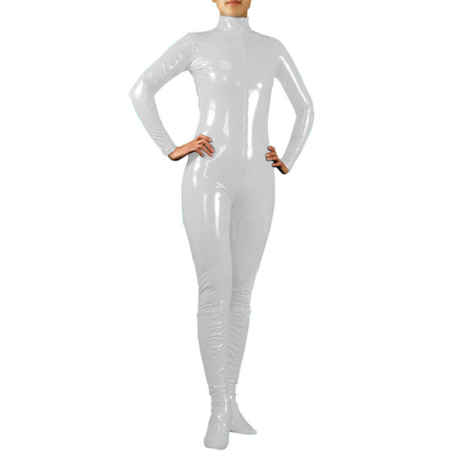 Women Long Sleeve Bodycon pvc leather catsuit Footed Vinyl Slim Patent Leather Bodysuit PVC Bodysuit Stretch Jumpsuits 7XL