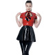 PVC Shiny Dress Cosplay Turtle Neck Short Sleeve Kawaii School Uniform Wet Look Necktie PU Leather Dress Minifalda Vestidos
