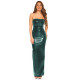 S-7XL Shinny PVC Leather Strapless Sleeveless Bodycon Bandage Back Slit Maxi Party Clubwear Evening Gown Dress Costume