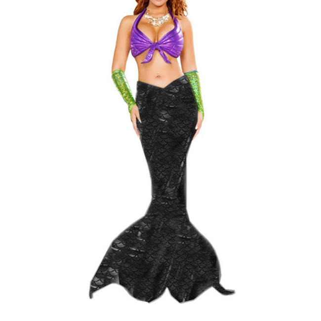 Shiny Mermaid Scale Skirt (Fishtail Party Bodycon Skinny Wraps Long Skirt Formal Floor-Length Skirt Prom Elegant Cosplay Costume