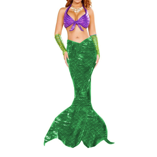Shiny Mermaid Scale Skirt (Fishtail Party Bodycon Skinny Wraps Long Skirt Formal Floor-Length Skirt Prom Elegant Cosplay Costume