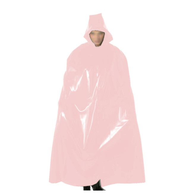 Ponchos Windbreaker Cloak Sexy Wetlook Long Cape With Hood Women Faux Latex PVC Leather Robe Coat Cosplay Party Costumes Clu