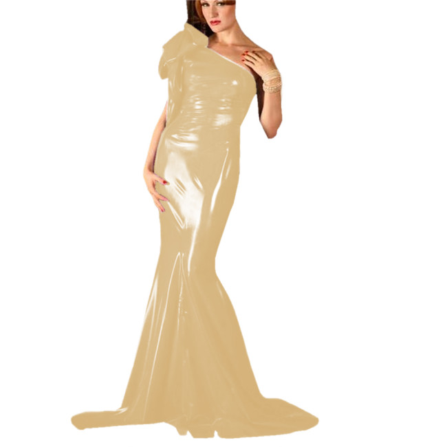 Elegant Bodycon Maxi Dress Oblique Shoulder Dress Bodycon Sheath Sleeveless Mermaid Downswing Dress Formal Evening Banquet Prom