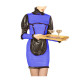 French Maid Dress Women High Neck Long Puff Sleeves Ruffles Hem Bodycon Sheath Slim Mini Dress With Apron Cosplay Costumes S-7XL