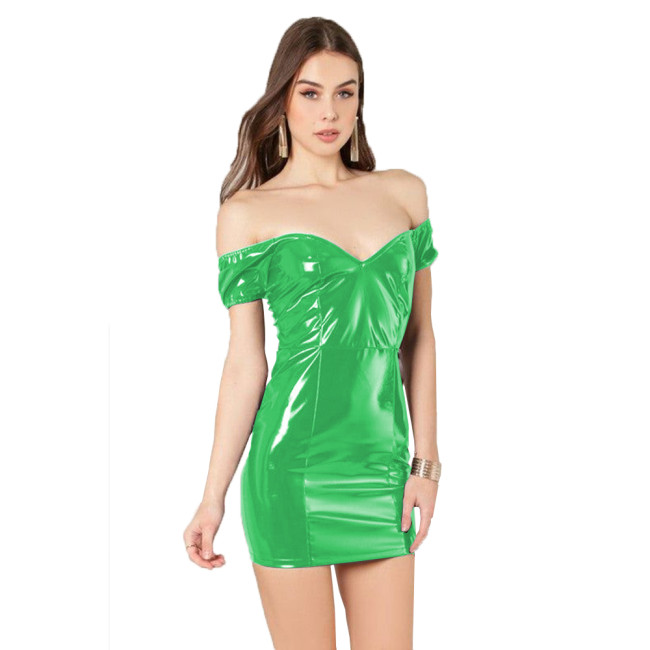 28 Colors PVC Summer Cocktail Off Shoulder Strapless Sweetheart Neck Dress Bodycon Pencil Sheath Tube Top Mini Dress Clubwear Party