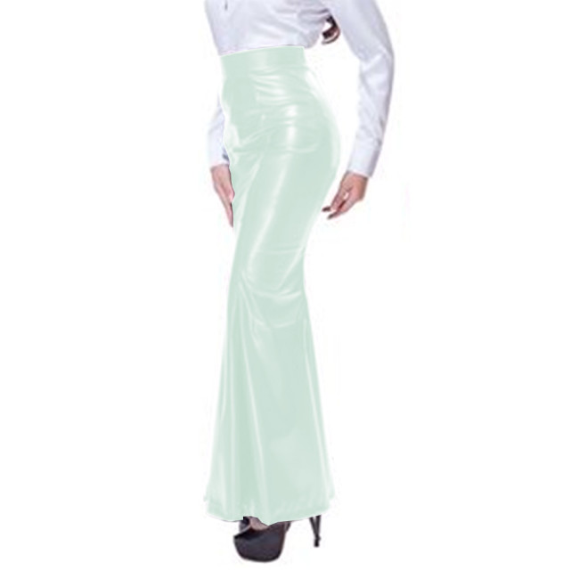 Elegant PVC Leather Hobble Skirts Women Sexy Bodycon Long Trumpet Skirts High Waist Office Ladies Maix Mermaid Skirt Clubwear