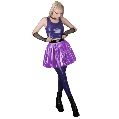 Fetish Plastic Skirts Clear Transparent PVC A Line Pleated Skirt See Through High Waist Club Skirt Hot Spicy Party Sexy Costumes