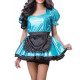 Sissy Metallic Puff Sleeve Laser Lolita Dress Sweet Classic Fancy Apron Mini Club Dress Female Halloween Cosplay Exotic Costume