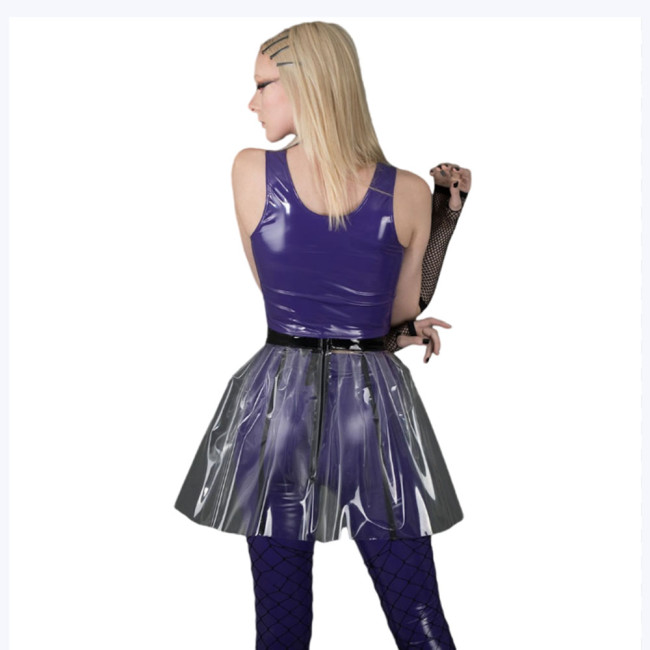 Fetish Plastic Skirts Clear Transparent PVC A Line Pleated Skirt See Through High Waist Club Skirt Hot Spicy Party Sexy Costumes