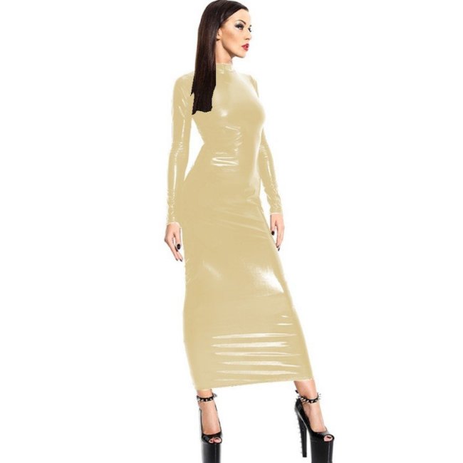 Women O Neck Metallic Long Dress Bodycon Shiny Maxi Dress Plus Size  Women Night Party Clubwear Long Sleeve Club Dress