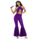Nightclub Sexy Hollow Out Women Shiny Metallic Jumpsuit Vinly Leather Sleeveless Halter Catsuit Party Backless Flared Romper