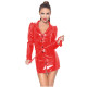 Womens High Street Mini Dress Shirt Style Long Sleeve Dress Shiny Faux Leather Turn-down Collar Button Up Party Dress Clubwear