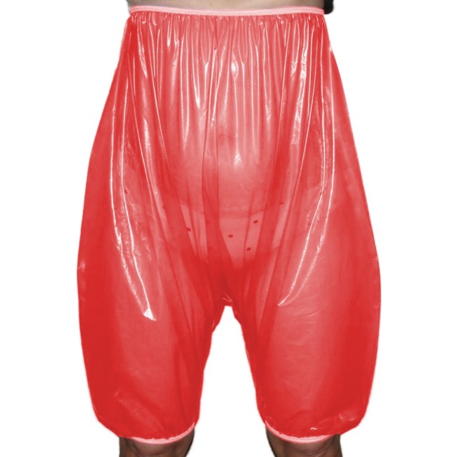 Fetish Plastic Transparent PVC High Waist Wide Leg Diaper Loose Shorts Baggy Pants Knee Length Sexy Club Hip Hop Bloomers