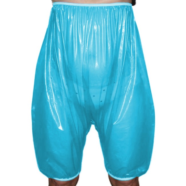 Fetish Plastic Transparent PVC High Waist Wide Leg Diaper Loose Shorts Baggy Pants Knee Length Sexy Club Hip Hop Bloomers