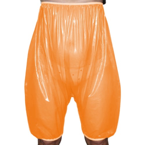 Fetish Plastic Transparent PVC High Waist Wide Leg Diaper Loose Shorts Baggy Pants Knee Length Sexy Club Hip Hop Bloomers