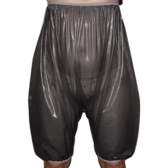 Fetish Plastic Transparent PVC High Waist Wide Leg Diaper Loose Shorts Baggy Pants Knee Length Sexy Club Hip Hop Bloomers