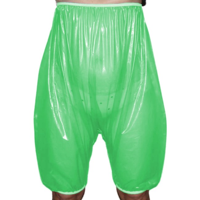 Fetish Plastic Transparent PVC High Waist Wide Leg Diaper Loose Shorts Baggy Pants Knee Length Sexy Club Hip Hop Bloomers
