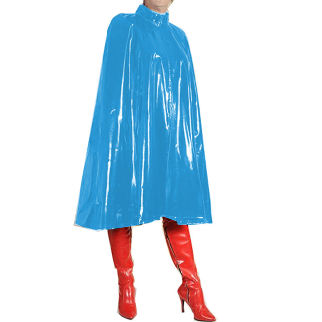 Nightclub Stage Performance Loose PVC Conjoined Stand Neck Cloak Bar Singer Capes Sex Lingerie Cloak Adult Dress Party Costume