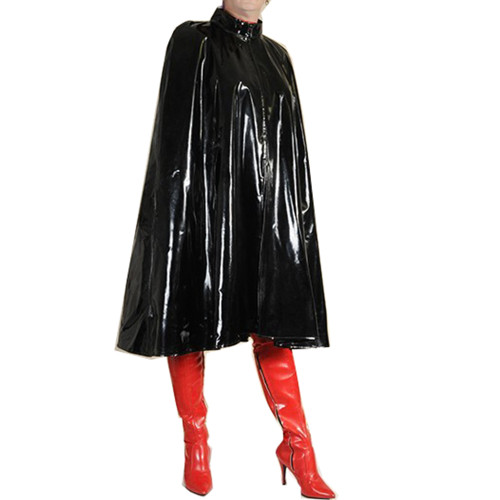 Nightclub Stage Performance Loose PVC Conjoined Stand Neck Cloak Bar Singer Capes Sex Lingerie Cloak Adult Dress Party Costume