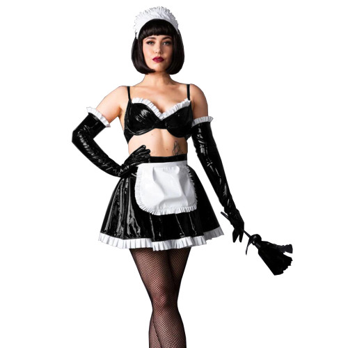 New Arrival Sexy Maid Costume PVC Lolita Sissy Maid Outfit Women Girls Lolita Uniform Erotic Lovely Maid Costumes with Gloves
