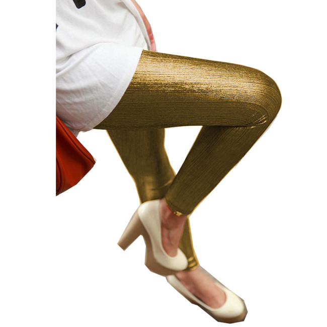 Metal Color Silver/Gold High flexibility All Match Women Slim Type Leggings Fashion Shiny Faux PU Leather Women Skinny New Pants