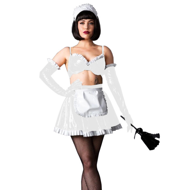 New Arrival Sexy Maid Costume PVC Lolita Sissy Maid Outfit Women Girls Lolita Uniform Erotic Lovely Maid Costumes with Gloves