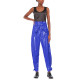 Womens Street Belted Vinyl Leather Straight-leg Pants High Waist Faux Latex Pants Office Ladies PVC Trousers Streetwear Custom