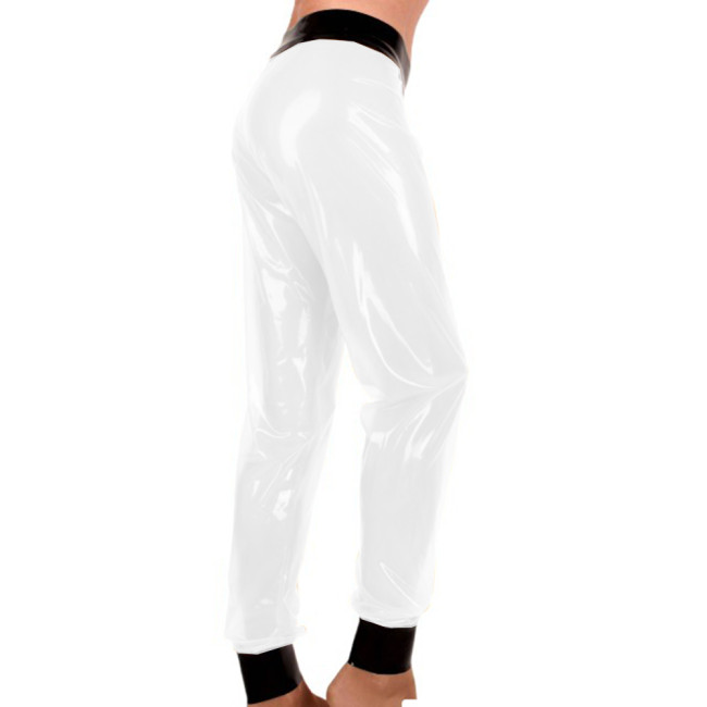 Gothic Gloosy Sexy Clear Plastic PVC Patchwork Black See Through Pants Transparent Loose Trousers Baggy Pants Casual Club Party