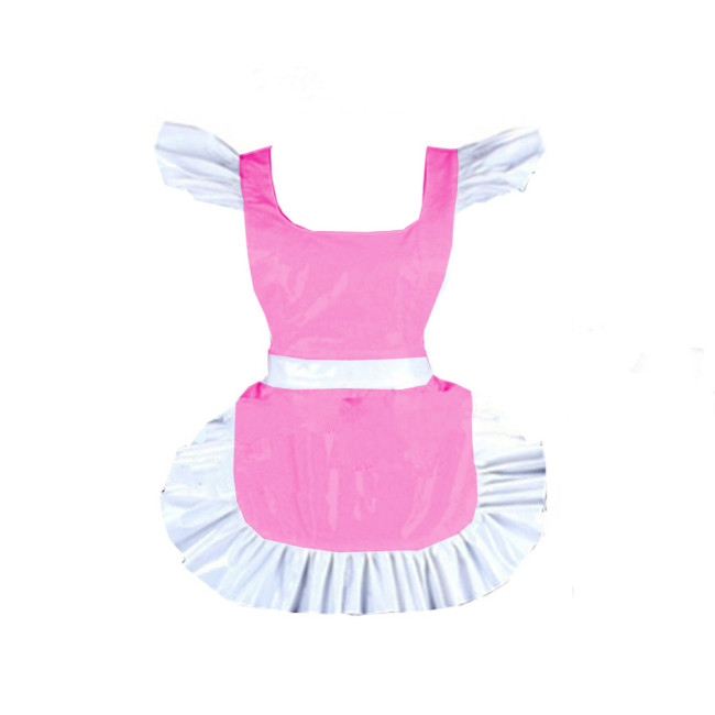 New shiny vinyl french maid apron pvc hot Parties Maid Dress Up Retro Apron Japanese Elegant Ruffled Cosplay Sexy Costume 7XL