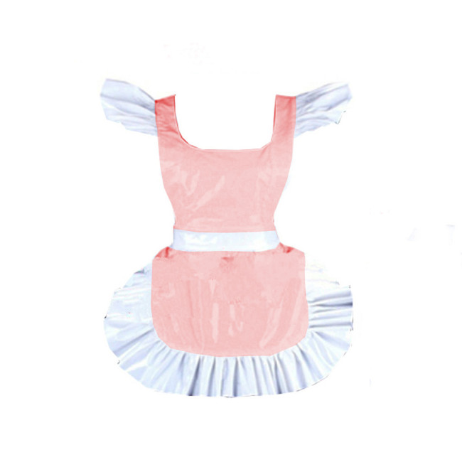 New shiny vinyl french maid apron pvc hot Parties Maid Dress Up Retro Apron Japanese Elegant Ruffled Cosplay Sexy Costume 7XL