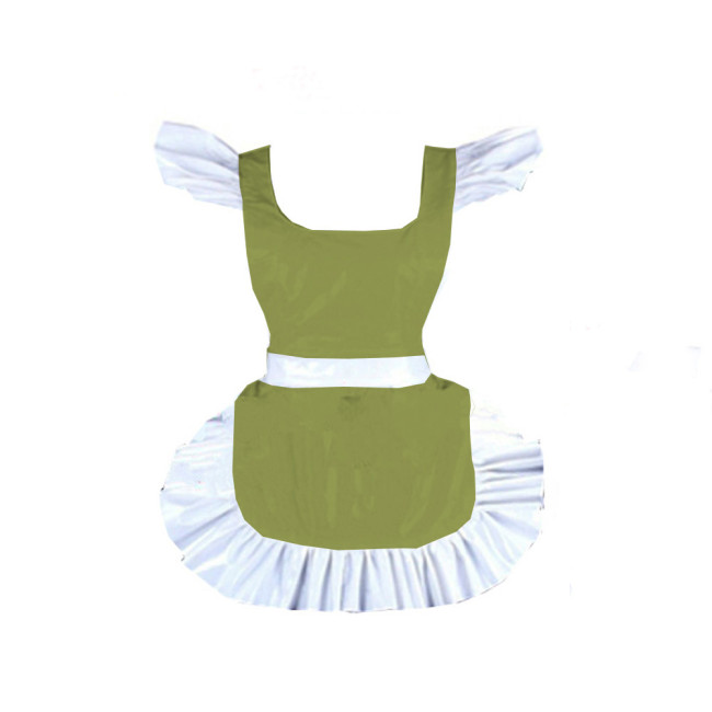 New shiny vinyl french maid apron pvc hot Parties Maid Dress Up Retro Apron Japanese Elegant Ruffled Cosplay Sexy Costume 7XL