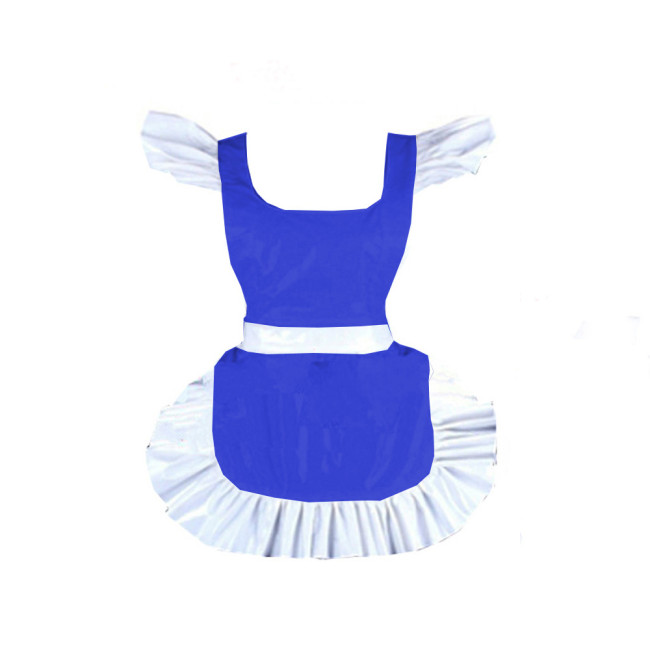 New shiny vinyl french maid apron pvc hot Parties Maid Dress Up Retro Apron Japanese Elegant Ruffled Cosplay Sexy Costume 7XL