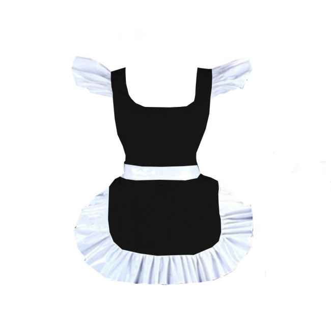 New shiny vinyl french maid apron pvc hot Parties Maid Dress Up Retro Apron Japanese Elegant Ruffled Cosplay Sexy Costume 7XL