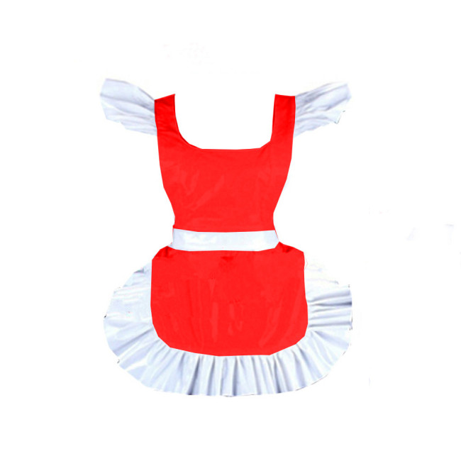 New shiny vinyl french maid apron pvc hot Parties Maid Dress Up Retro Apron Japanese Elegant Ruffled Cosplay Sexy Costume 7XL