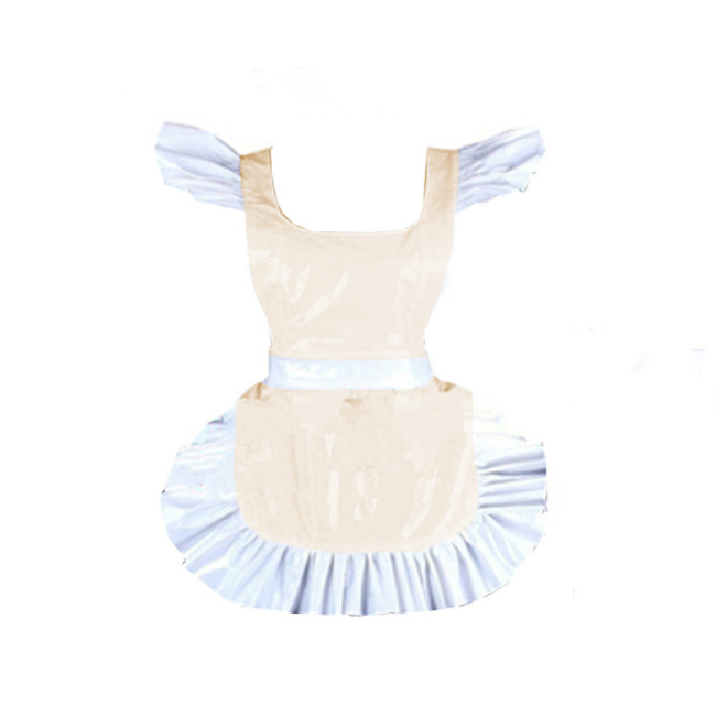 New shiny vinyl french maid apron pvc hot Parties Maid Dress Up Retro Apron Japanese Elegant Ruffled Cosplay Sexy Costume 7XL