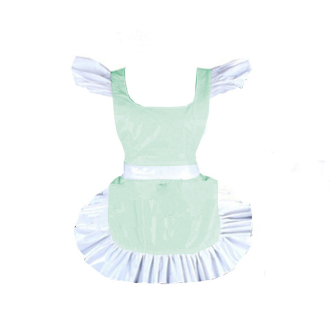 New shiny vinyl french maid apron pvc hot Parties Maid Dress Up Retro Apron Japanese Elegant Ruffled Cosplay Sexy Costume 7XL