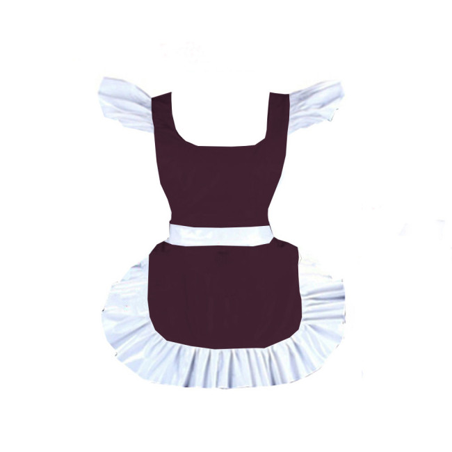 New shiny vinyl french maid apron pvc hot Parties Maid Dress Up Retro Apron Japanese Elegant Ruffled Cosplay Sexy Costume 7XL