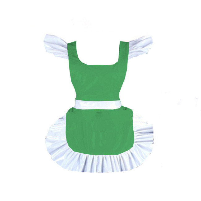 New shiny vinyl french maid apron pvc hot Parties Maid Dress Up Retro Apron Japanese Elegant Ruffled Cosplay Sexy Costume 7XL