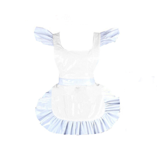 New shiny vinyl french maid apron pvc hot Parties Maid Dress Up Retro Apron Japanese Elegant Ruffled Cosplay Sexy Costume 7XL