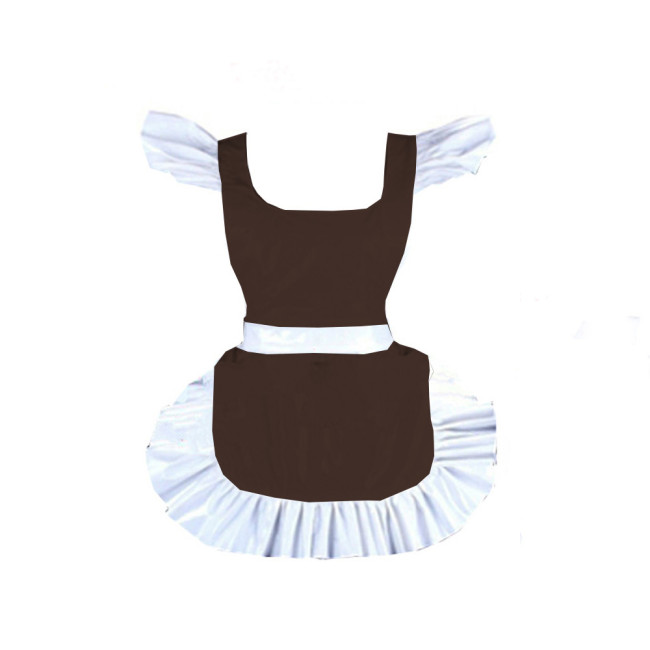New shiny vinyl french maid apron pvc hot Parties Maid Dress Up Retro Apron Japanese Elegant Ruffled Cosplay Sexy Costume 7XL