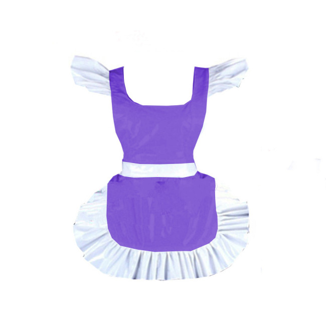 New shiny vinyl french maid apron pvc hot Parties Maid Dress Up Retro Apron Japanese Elegant Ruffled Cosplay Sexy Costume 7XL