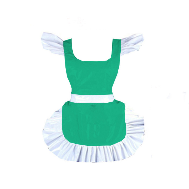 New shiny vinyl french maid apron pvc hot Parties Maid Dress Up Retro Apron Japanese Elegant Ruffled Cosplay Sexy Costume 7XL