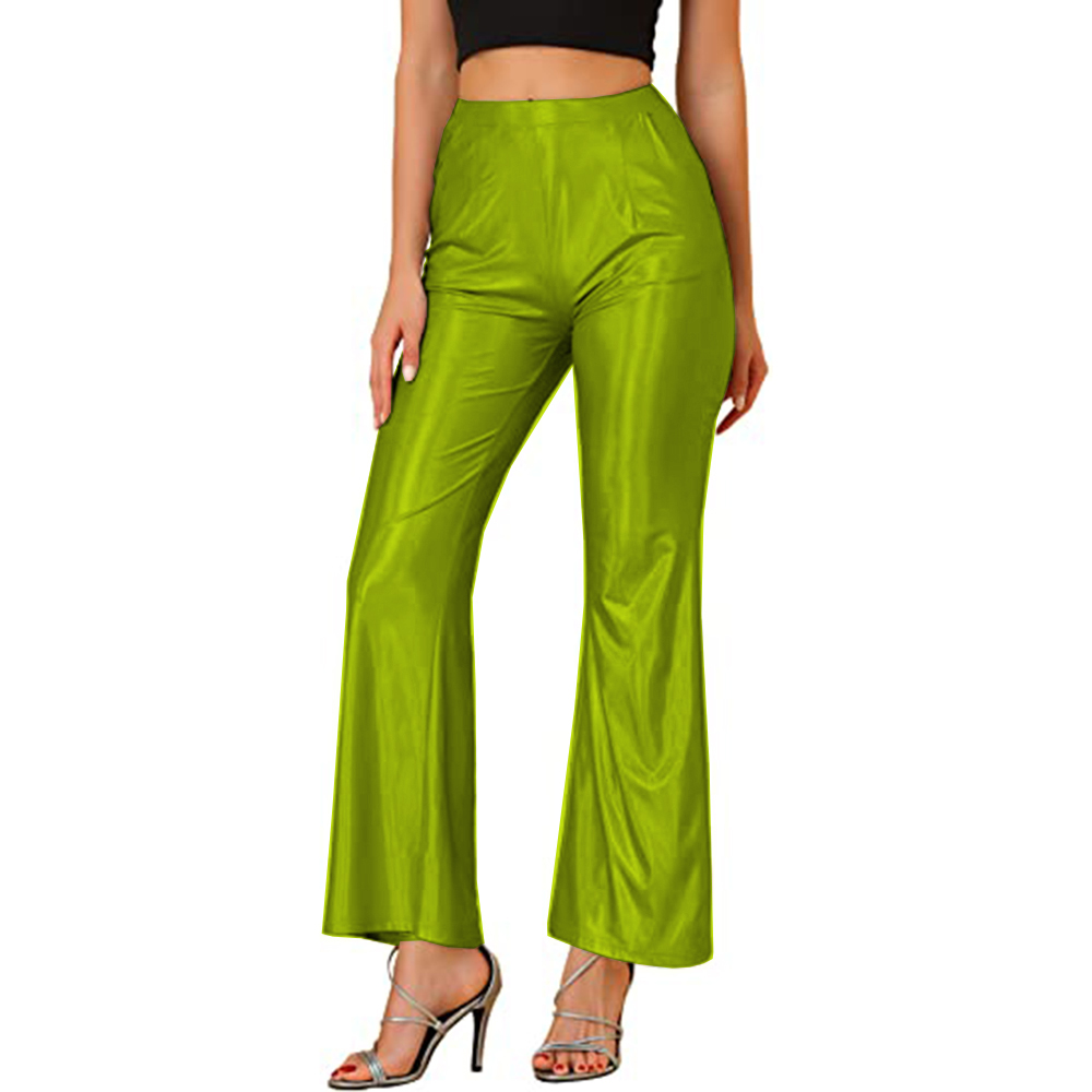 Dark Green Women's Bell Bottom High Waisted Faux Leather Pants Flare P –  Lookbook Store